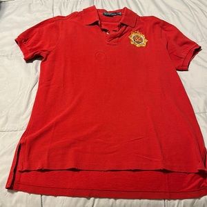 Polo shirt shirt sleeve, Red medium custom fit.